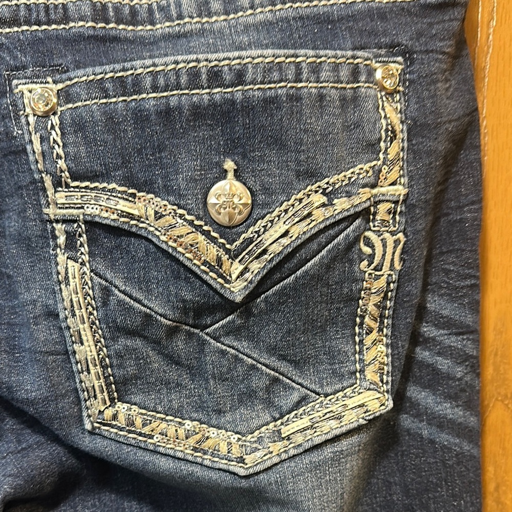 Miss Me Blue Bootcut Jeans with Contrast Stitching